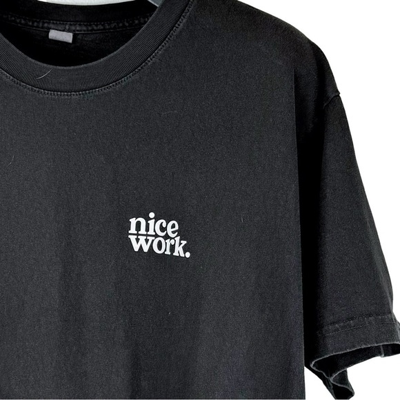 NICE WORK Men's Black Famous NICE WORK Rainbow Logo Crew Neck T-Shirt Size M - Picture 4 of 5